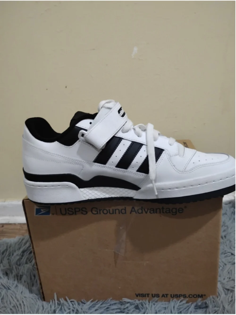 Adidas Forum Low Shoes Mens Size 13 White Black Strap Sneakers Originals FY7757